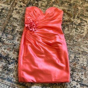 Elegant Coral Strapless Dress